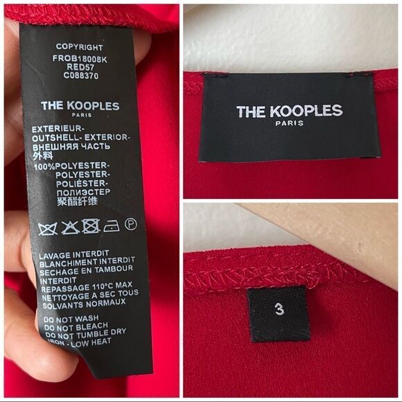 The Kooples Red Sleeveless draped Dress with Epaulettes and Chain detail sz 3 - Picture 7 of 9